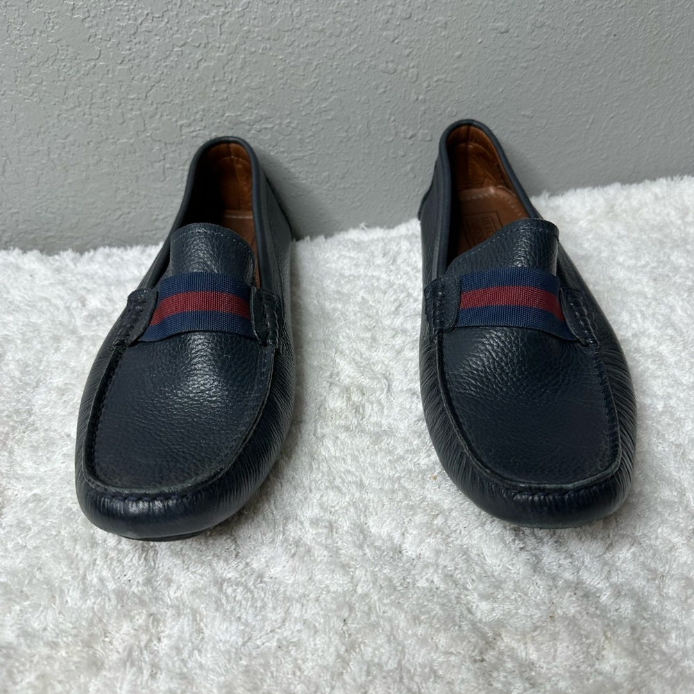 Mercanti Fiorentini Ribbon Driver Loafers Navy Leather Size 9M Brazil
